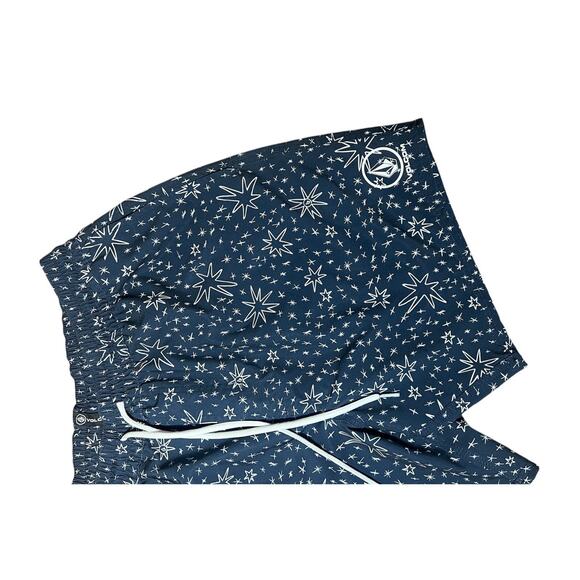 VOLCOM Navy Blue Stars Board Shorts Manic Swim Trunk No Lining Large 4th Of July - Picture 4 of 6